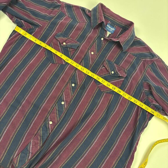 Vintage Wrangler Pearl Snap Western Shirt Mens XL Purple and Blue Striped - Picture 5 of 8